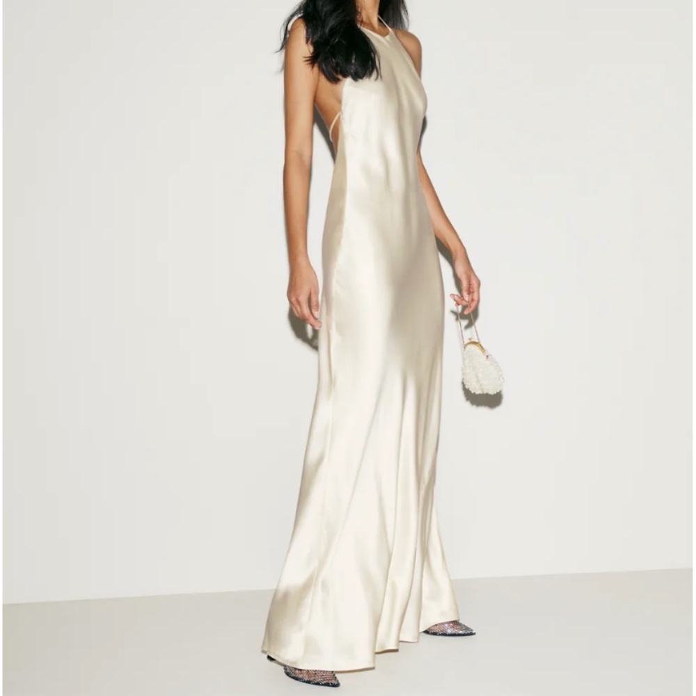 Reformation Jeany Silk Dress Ivory - Size S